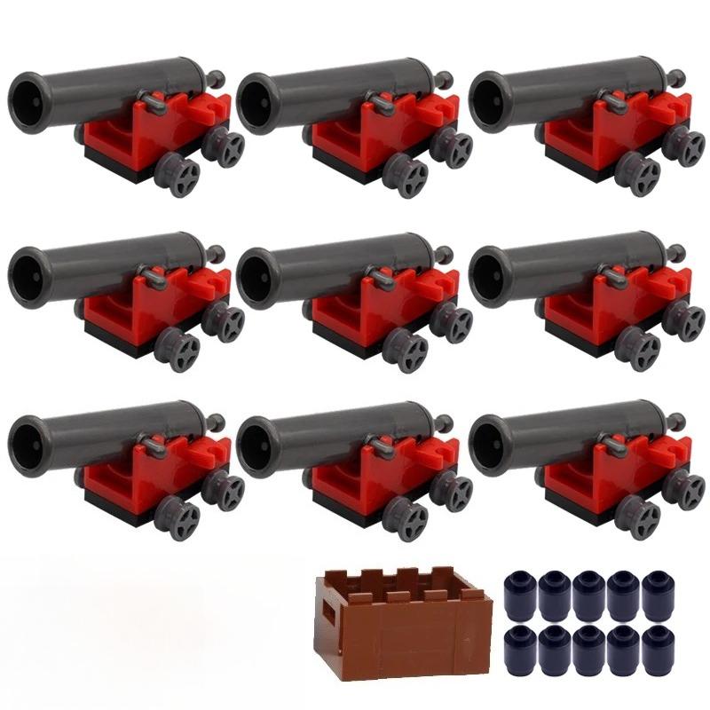 MOC Building Blocks Military Navy Figures Accessories Medieval Cannon Ammunition Wilderness Scene Tent Bonfire Brick Toy Gifts