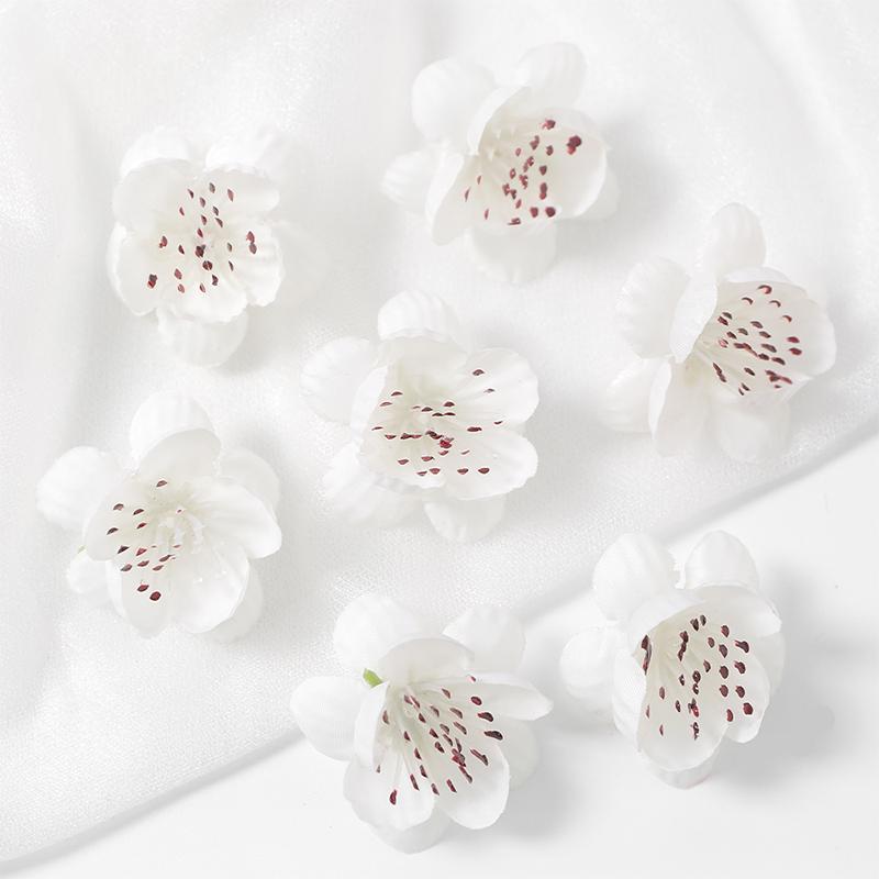 10/20Pcs 4cm Silk Peach Blossom Petals Simulation Cherry Blossom Flowers Heads for Home Room Dceor Bridal Wedding Decoration