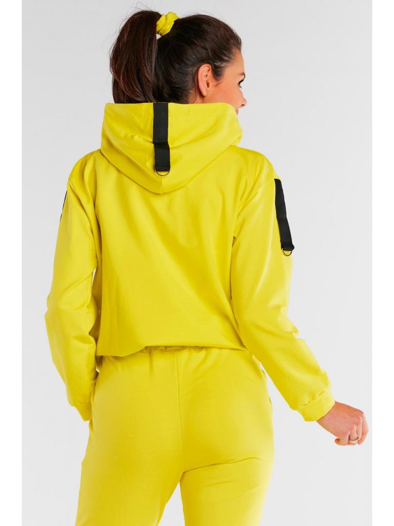 Hooded sweatshirt with shoulder patches, yellow L/XL