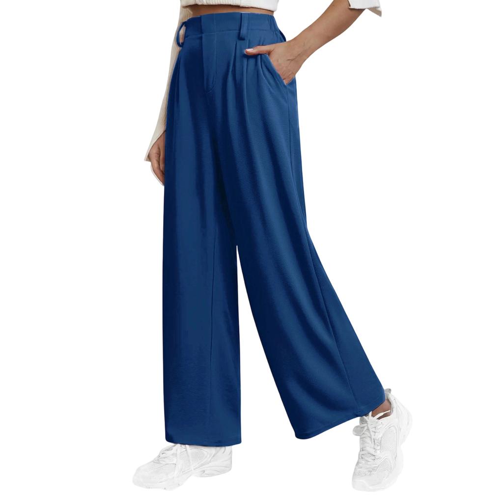 High Waist Wide Leg Pants for Women Casual Loose Fit Trousers with Side Pockets and Pleated Front Suitable for Daily Wear and Office