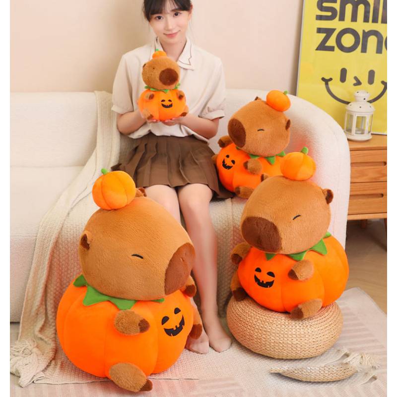 Plush Capybara Pumpkin Toy Cartoon Halloween Funny Pillow Decoration Supplies