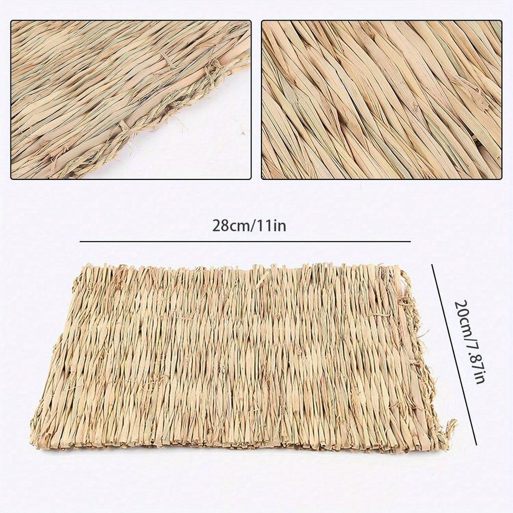 1pc Pet Rabbit/Hamster Woven Grass Mat, Pet Grass Pad, Grass Nest, Straw Woven Pet Bed