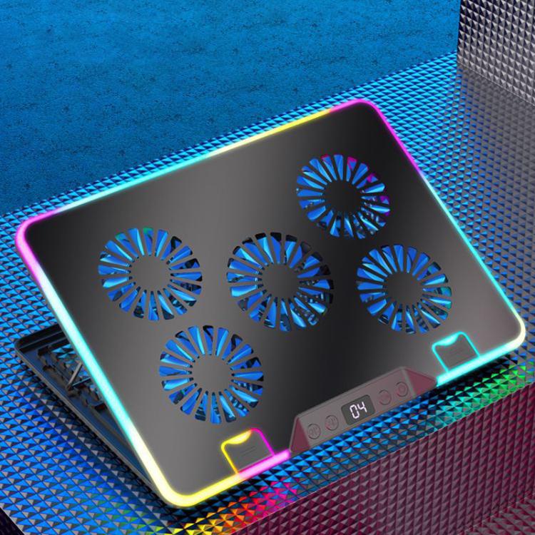 Great Roc Hot Seller Metal RGB Light Gaming Effect Air-Cooled Folding Laptop Cooler Stand High Performance Notebook Cooling Pads чёрный