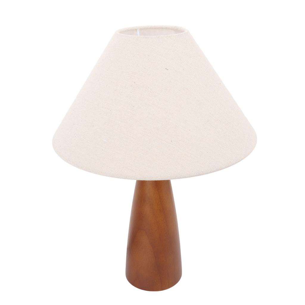 LED Schreibtischlampe Vintage Dekorativer Leinenlampenschirm Holzrahmen Nachttisch-Leseleuchte für Schlafzimmer