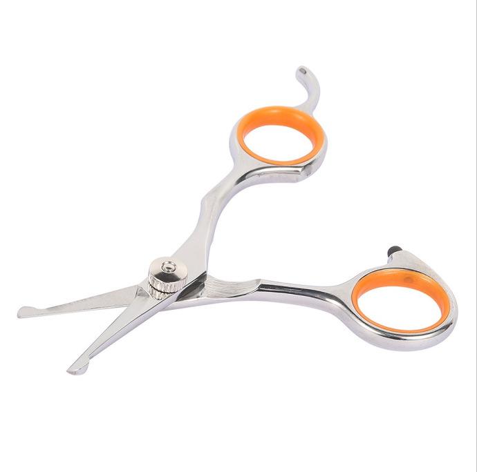 All-Steel Pet Grooming Scissors Set: Flat-Tooth & Curved Trimmers for Dog Hair Care.
