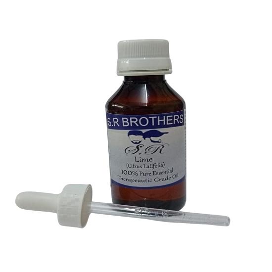 

S.R Brothers Lime (Citrus X Aurantiifolia) Pure & Natural Therapeutic Grade Essential Oil Plastic with Dropper 10 ml