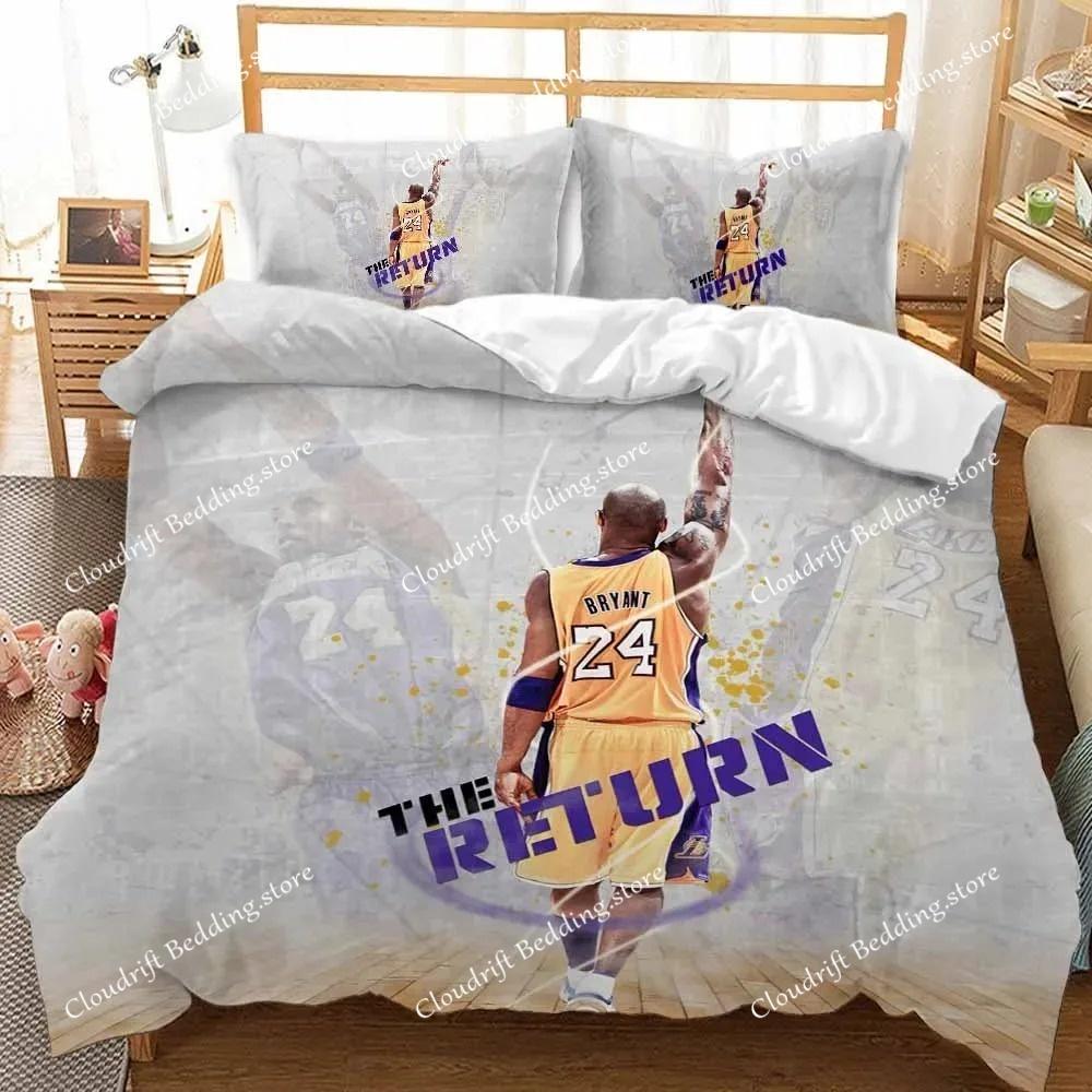 Basketball Star Bedding Set with zipper, Polyester 3D Digital Print Boys Girls Double Queen Comforter Cover set And Pillowcase