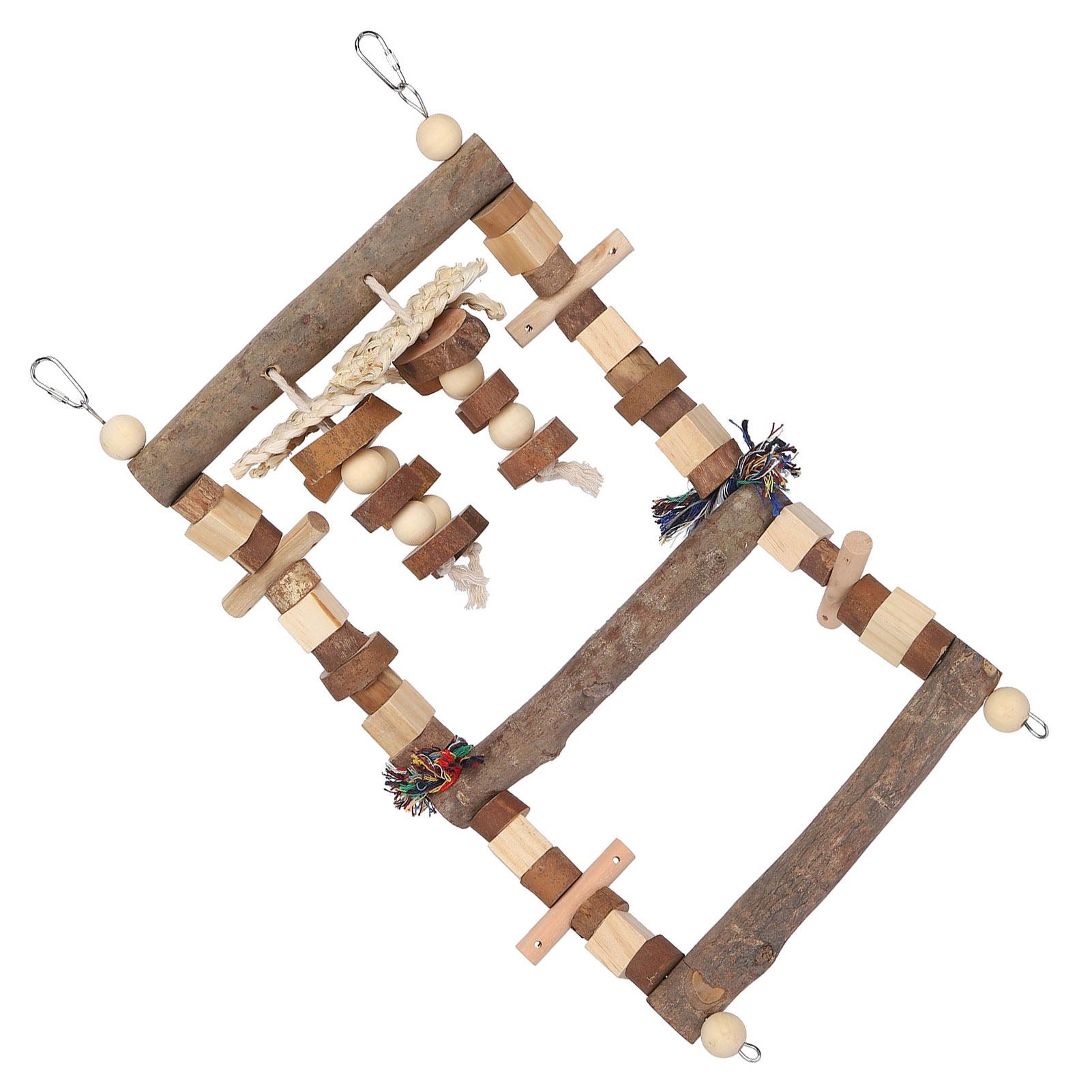 

Bird Ladder Bridge Parrot Swing Chewing Toys Natural Logs Cage Accessories for Small Bird