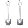 2PCS/set Stainless Steel Iron Shovel Spoon Coffee Ice Cream Spoon Engineering Shovel Retro Cute Square Head Spoon Kitchen Gadget
