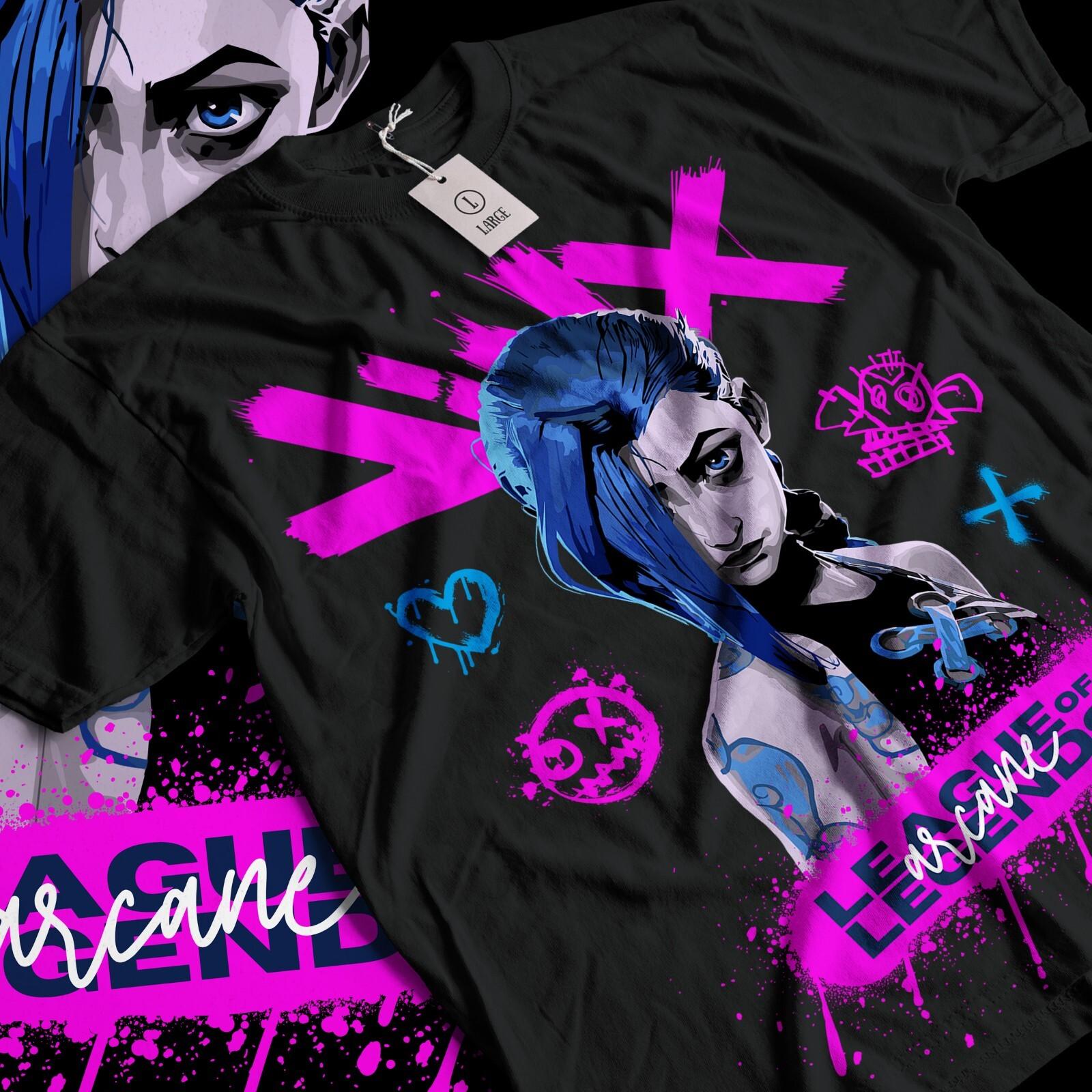 Jinx Arcane T-shirt Japan Anime Jinx Arcane Graphic GifT-shirt League Of Legends S