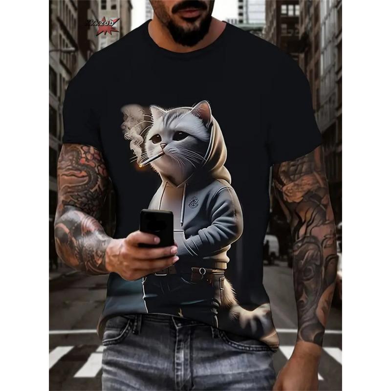 Men's 3D Warrior Cat Pattern Animal Printed T-shirt