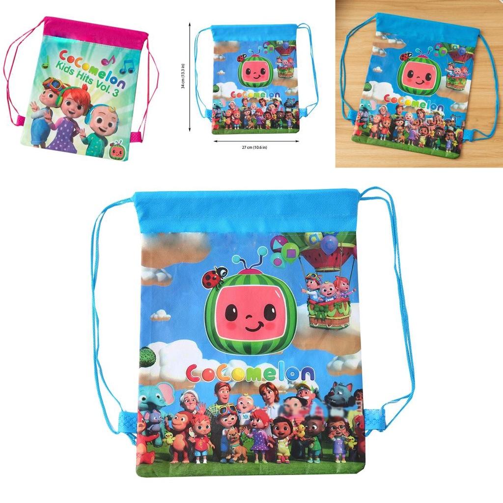 Cocomelon Drawstring Bag Backpack For Kids Featuring Stain-resistant Non-woven Fabric