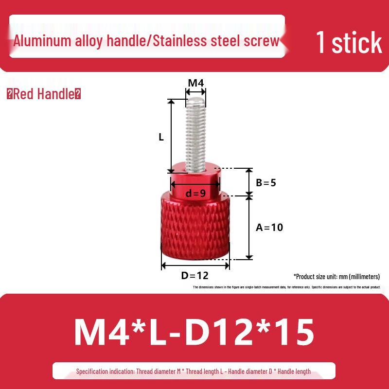 M4 Aluminum Alloy Knurled Twist Handle Bolt with Stainless Steel Head