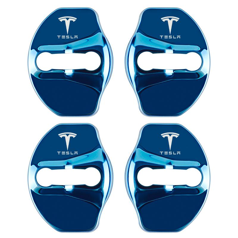 

4Pcs For Tesla model 3 model X Y Car Door Lock Cover Sticker Metal Emblem Decal Auto Door Styling Exterior Decoration синій