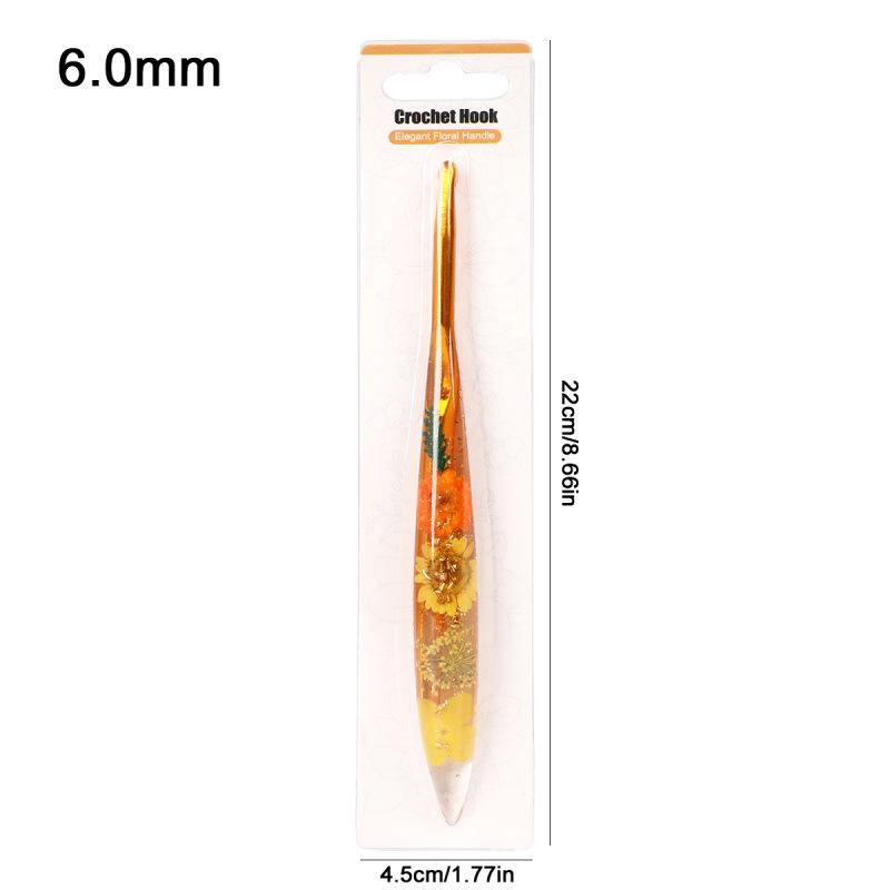 Set of 9 Colored Anodized Aluminum Crochet Hooks with Creative Resin Handles and Exquisite Flower Design