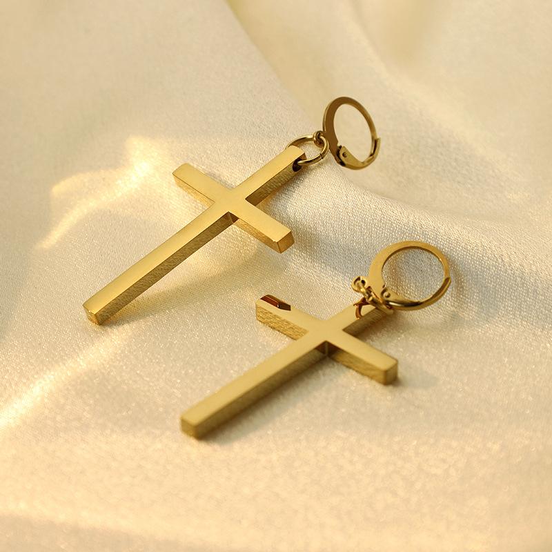 Retro Earrings Personalized Non-Fading Titanium Steel Stainless Steel Earrings Cross Jewelry Neutral Style Jewelry