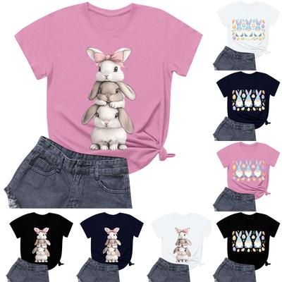 Women's Round Neck Casual Printed Short-sleeved T-shirt Top