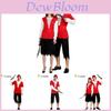 Alluring Couples Pirate Costume With Vibrant Red And Black Polyester Fabric For Halloween Fun