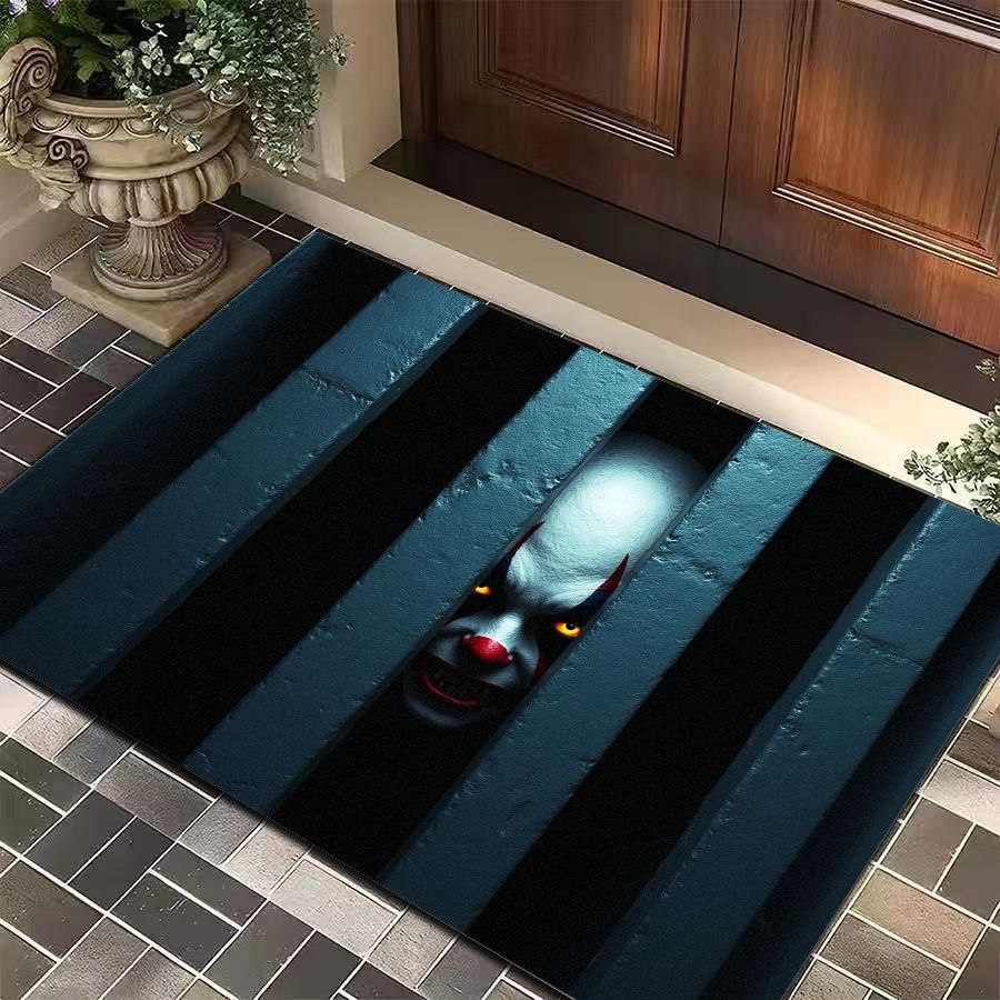 Halloween Clown Door Mat Horror Movie Clown Halloween Area Rug Indoor Outdoor Welcome Doormat for Home Entrance Decor