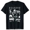 Vleugel Patent Pianist Tekening Oversized T-shirt Streetwear Katoenen T-shirt Muziekinstrument