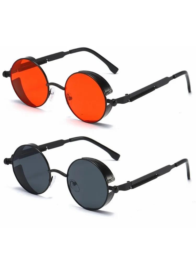 ZXWLYXGX Round Metal Sunglasses Steampunk Men Women Fashion Glasses Brand Designer Retro Vintage Sunglasses UV400