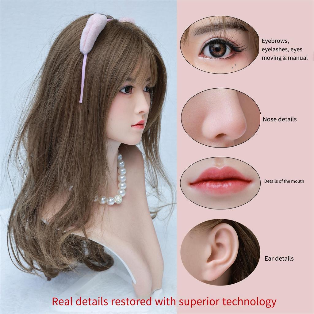 100% Silicone Head Standard Wig Suitable for 130-180CM Sex Doll Body 2 Connection Methods GJ-ZP019