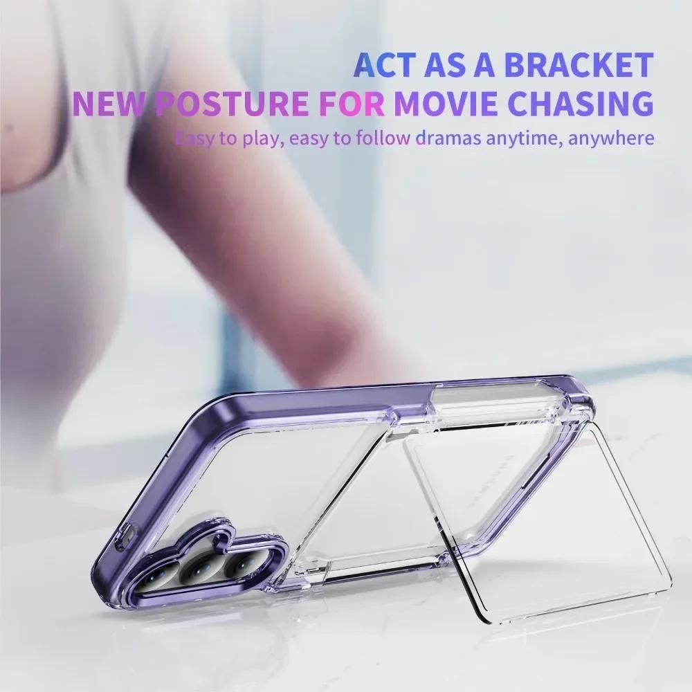 For Samsung Galaxy S25 Plus S24 S23 S22 Ultra Wallet Protective Phone Case with Credit Card Holder Shockproof Transparent Cover