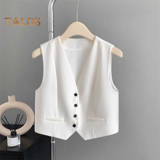 Women Waistcoat Vest Vintage Sleeveless Dressy Suit Casual Button Up V-Neck Tuxedo Vest for Daily Wear Office Dating Street