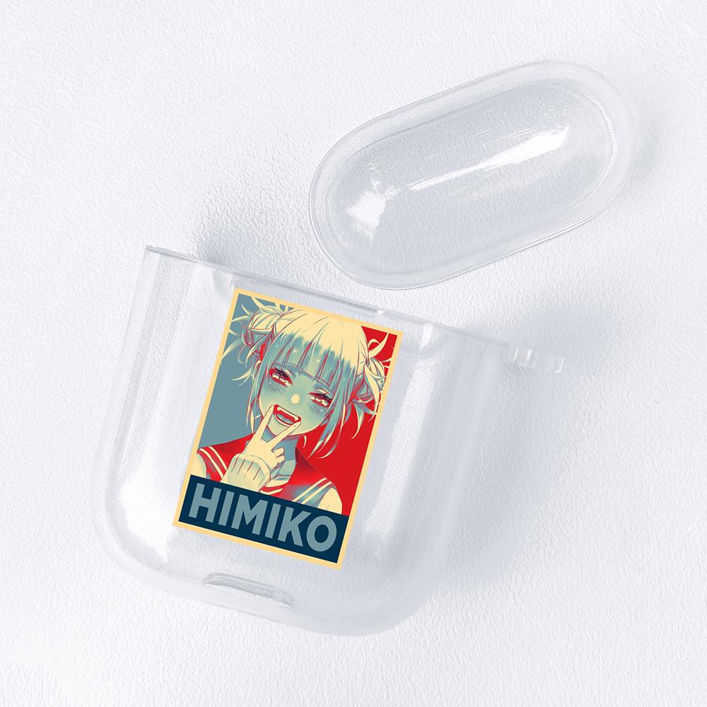 Japan Anime Figures Transparent Airpods Case for Funda Airpods 2/1 Cover Bakugo Bokuto Himiko Mirio Yumeko Deku Soft TPU Cases