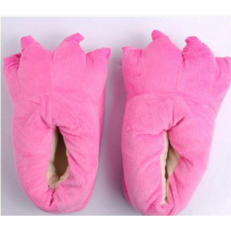 Superweiche Fleece-Tierpfoten-Hausschuhe für Damen & Herren - Gemütliche Baumwoll-Winterschuhe, Fersenbedeckt, Blau/Grün.