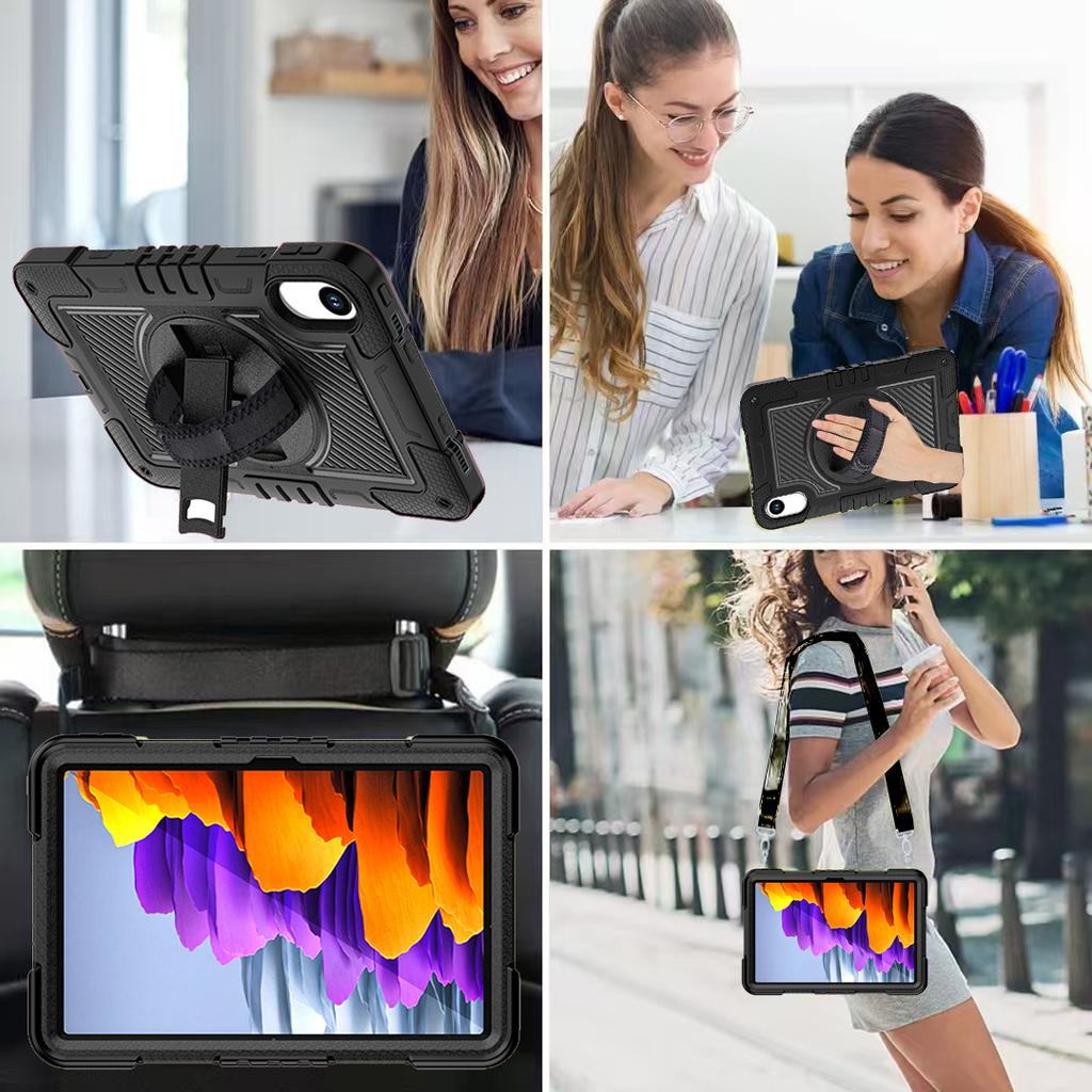 Étui avec support rotatif à 360° pour Xiaomi Redmi Pad 2 2025 11,0 pouces Modèle 25040RP0AG Coque blindée hybride en Silicone+PC avec sangle d'épaule