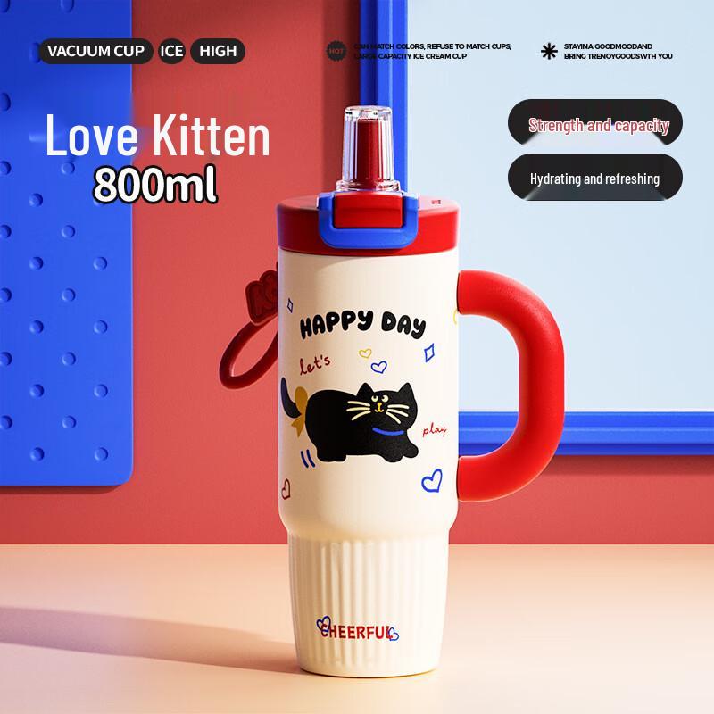 Shangqi 800ml Insulated Mug with Straw and Handle