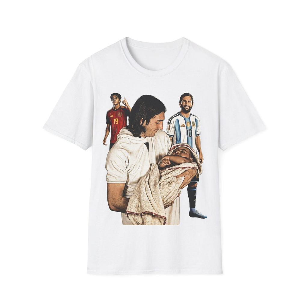 T-shirt e maglietta per bambini con collage fotografico dei calciatori Messi Yamal | Art BK Maglia da tifoso di calcio
