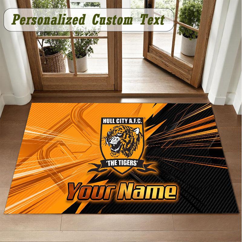Crystal Velvet Square Rug Custom NameHull FC Pattern Non Slip Home Floor Decor Rug