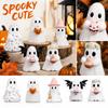 Halloween Figurines Set of 5 - Cute Resin Pumpkin and Desktop Ornaments, Holiday Tabletop Decorations for Shelf Display