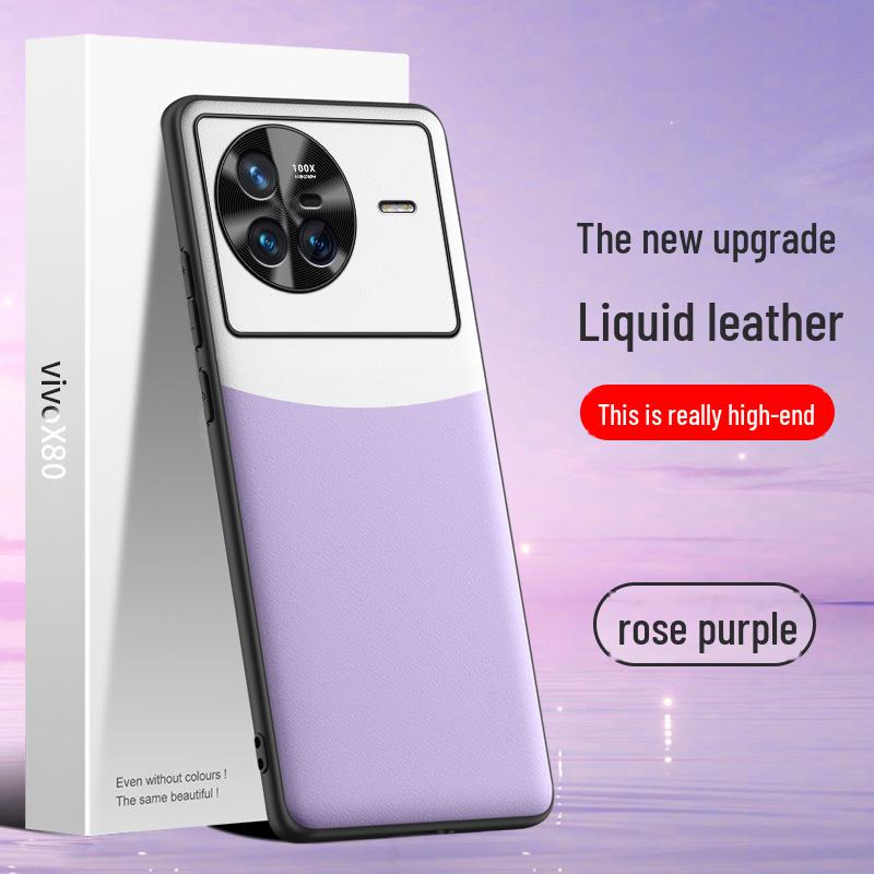 VivoX80 Handyhülle aus Flüssigleder - Sturzsicher, Schmutzabweisende Schutzhülle, Einteilig.