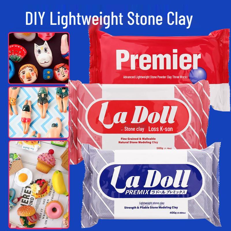 Ladoll White Air-Dry Clay Kit 500g - No-Bake DIY Stone Clay for Figures
