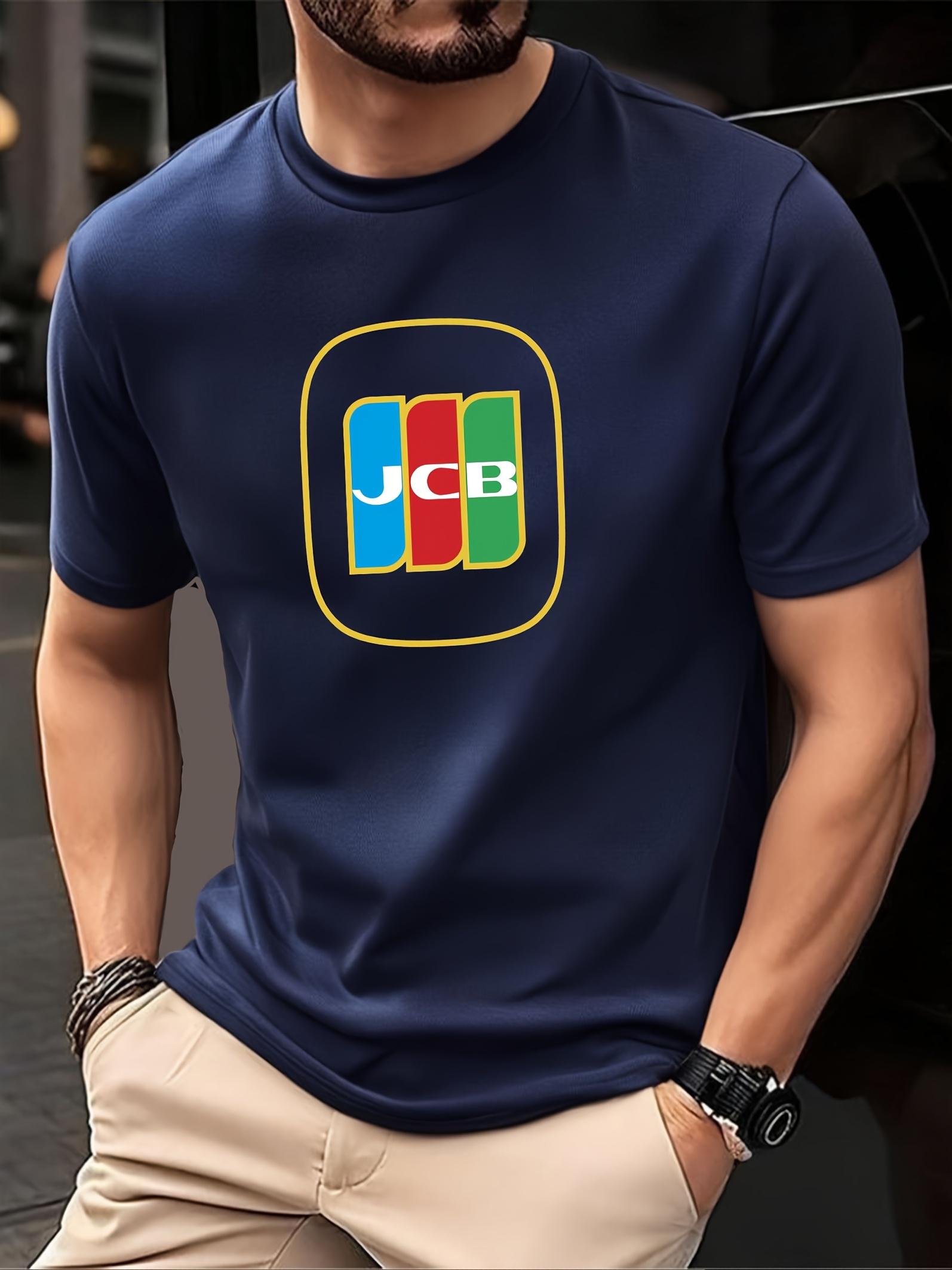 2025 Summer Breathable Mesh Casual T-shirt - Vibrant JCB Logo Print L