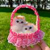 Mother Cat and Kitten with Basket Figurine - Toy Gift for Kids or Girlfriend