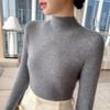 Women's Autumn Knit Pullover: Half-High Collar, Long Sleeve, Seamless One-Piece Base Layer Sweater