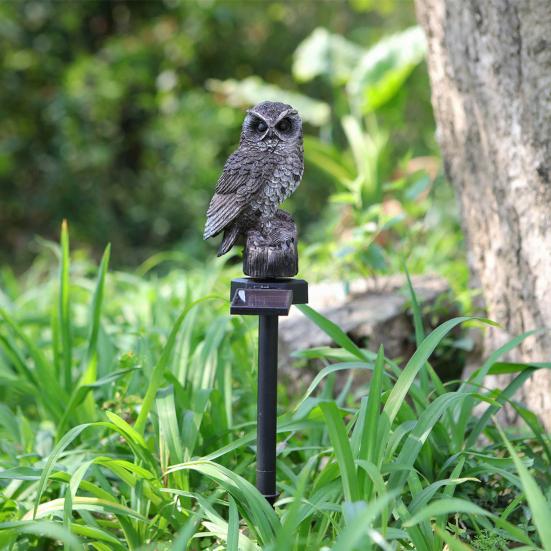 Solar Owl Lawn Light, Garden Owl Statue Solar Light, Outdoor LED Owl Light with Spike for Yard Patio Pathway