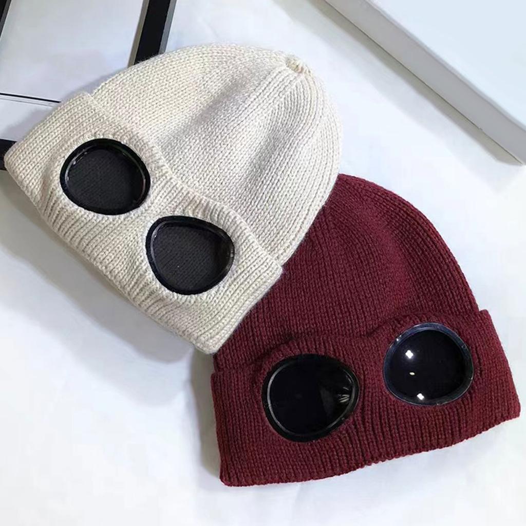 Fun Skull Hat Knit Hat with Decorative Goggles Hat Pullover Unisex Hat Skull Caps 2000s for Outdoor Activity