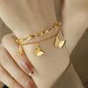 Trendy Titanium Steel Butterfly Double Layer Bracelet for Women - Hip Hop Fashion, Non-Fading, Versatile Jewelry