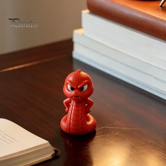 Small Animal Sculpture 3D Printed Snake Ornament, Cartoon Angry Little Figurine, Home Office Decoration Durable PLA Desktop for Desk Display