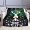 Christmas Reindeer with Festive Decor Patterned flannel blanket perfect for the bedroom living room, sofa, or a little nap