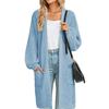 Solid Color Women's Knitted Mid-length Cardigan with Pockets
