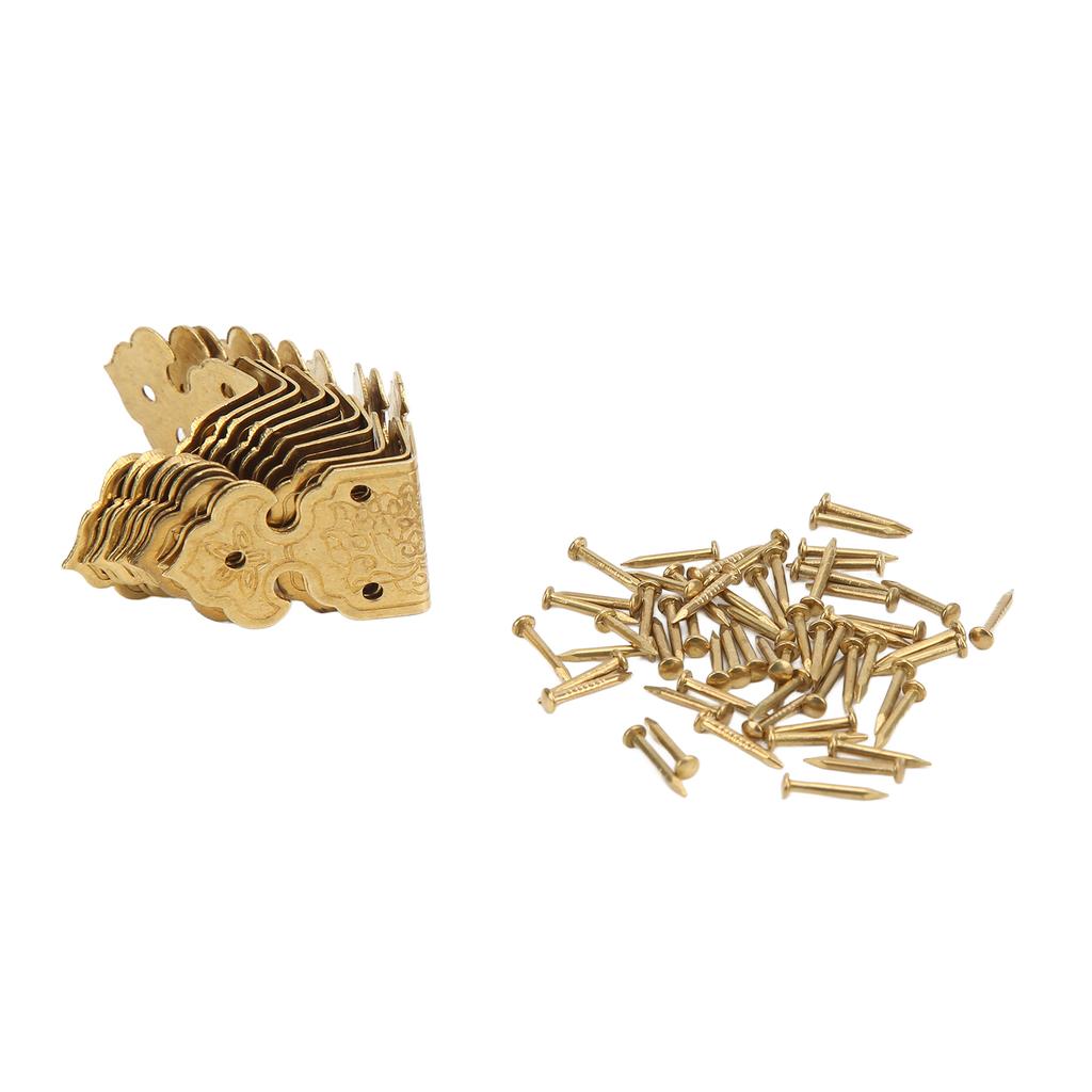 10Pcs Metal Corner Protector Retro Style Durable Brass High Hardness Widely Used Corner Guards for Case Box Furniture