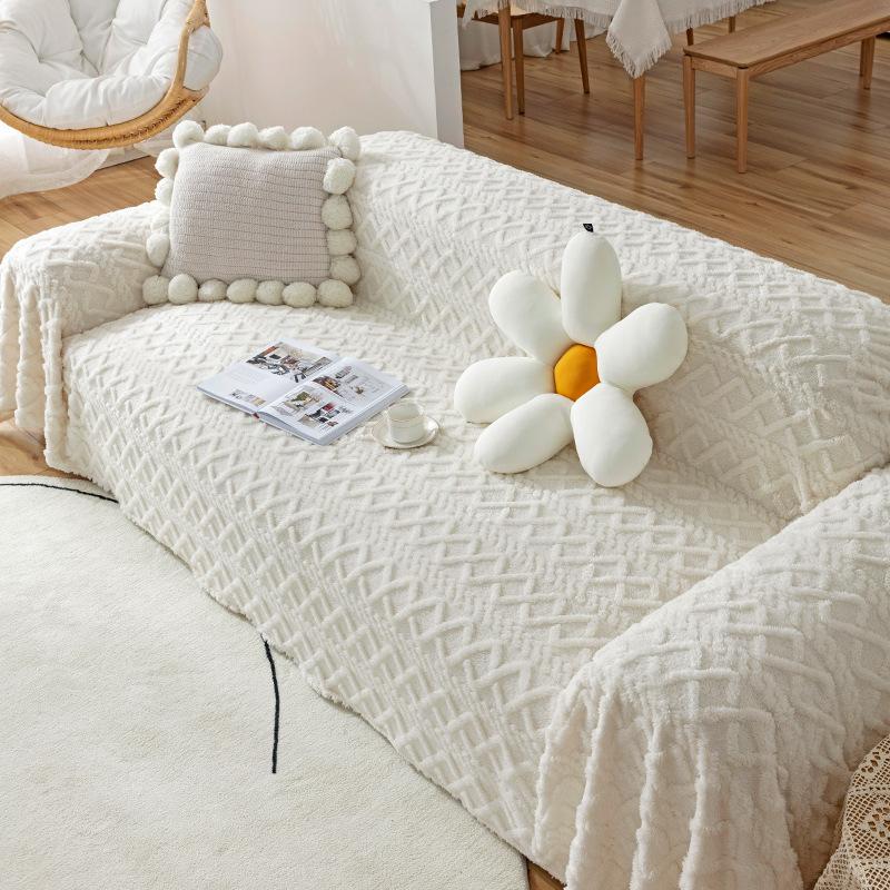 Sofa Cover Cloth Plush Autumn and Winter New Milky White Sofa Cover Slipcover Four Seasons Universal Seat Cushions Full Cover Cloth