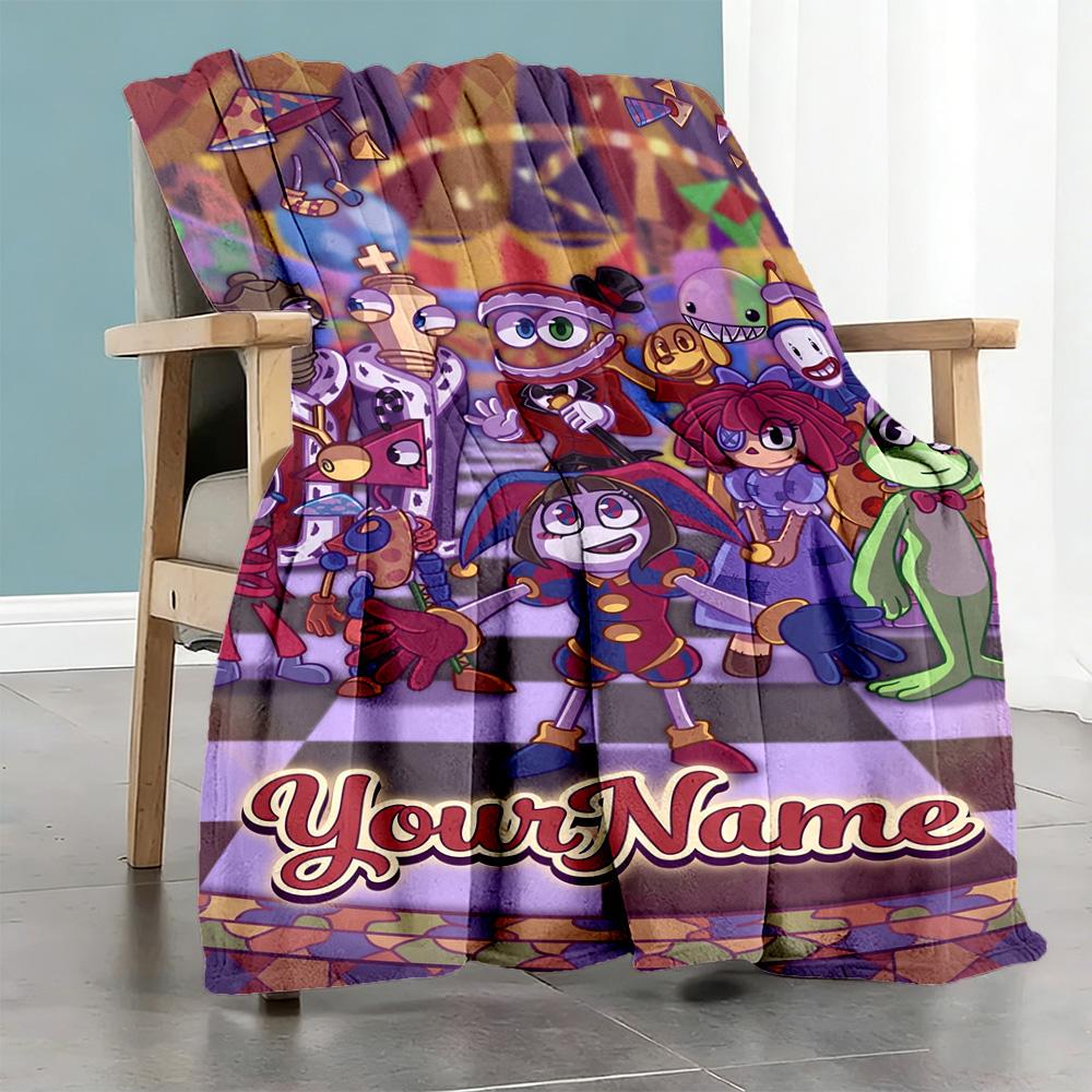 Digital Circus Customize Your Name Blanket Multi-purpose Personalized Blanket Durable Comfort Perfect for Sofa Livingroom Chair Office Chair