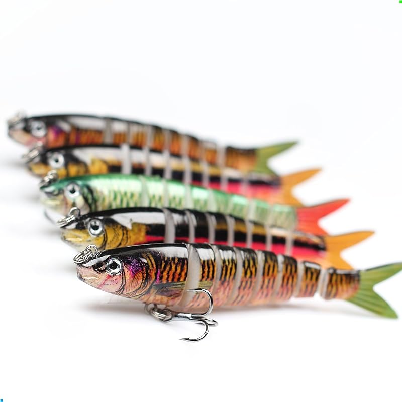 5 PCS Multi Jointed Swimbaits Fishing Lures for Bass Trout Perch Slow Sinking Lifelike Fishing Lure Kit Swimming Lures Freshwater Saltwater